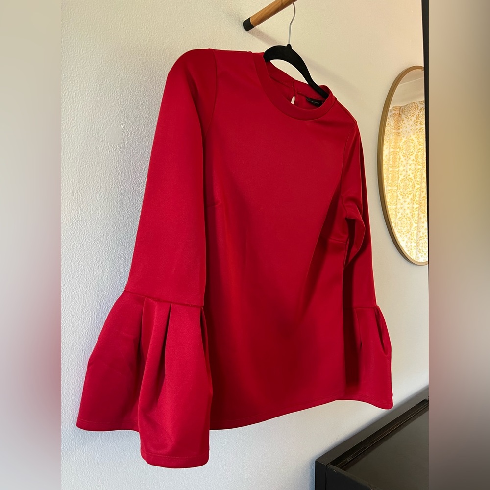 Red Bell Sleeve Blouse